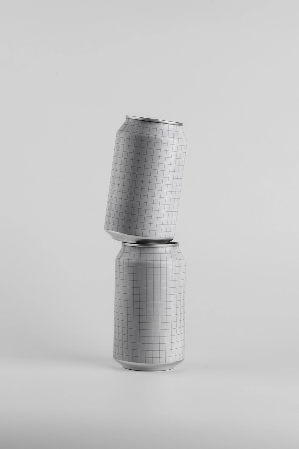 Aluminum drink can mockup stacked front view creative balance packaging PSD template