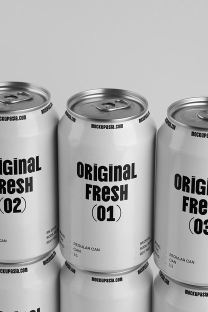 Soda can mockup close up aluminum beverage packaging detail realistic lighting minimal design