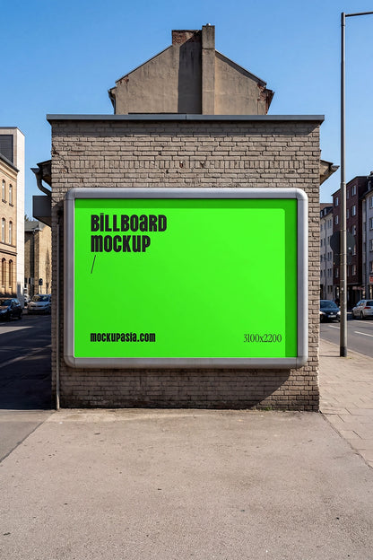 urban wall billboard mockup with clean design and natural daylight street setting