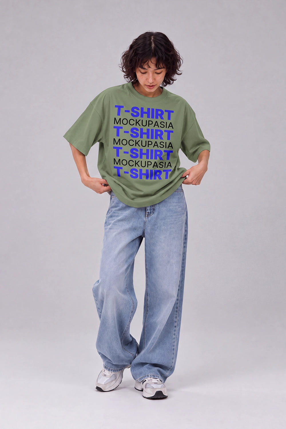Front white T-shirt clothing mockup for apparel design