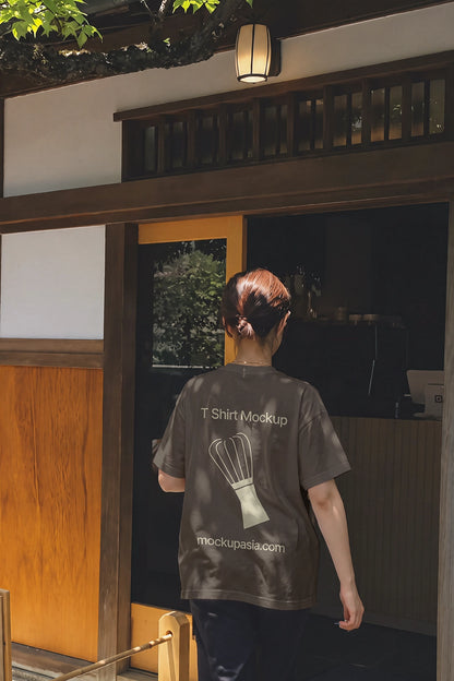 Matcha café merch t-shirt mockup back print staff uniform