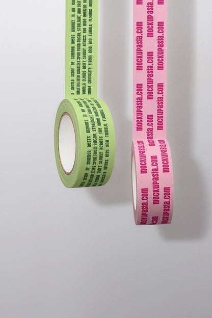 packaging tape mockup with vertical hanging composition and modern minimal design