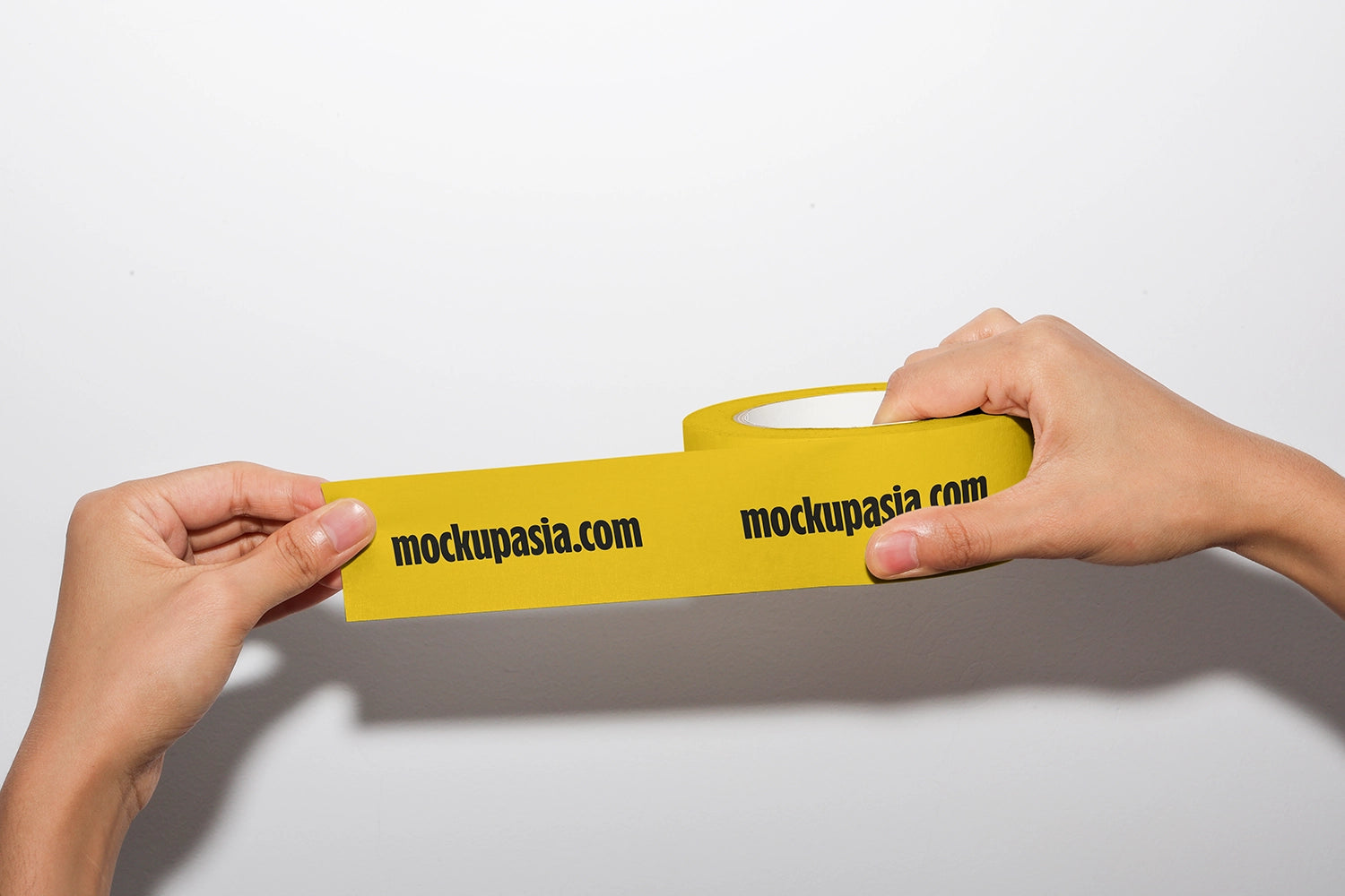 packaging tape mockup with logo print and minimal studio lighting setup