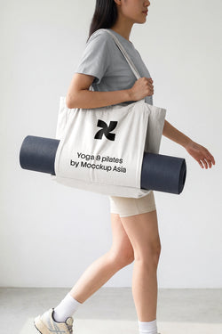 Yoga Tote Bag Mockup with Mat Carry BPS01