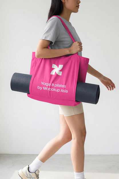 canvas tote bag mockup for yoga and pilates branding presentation