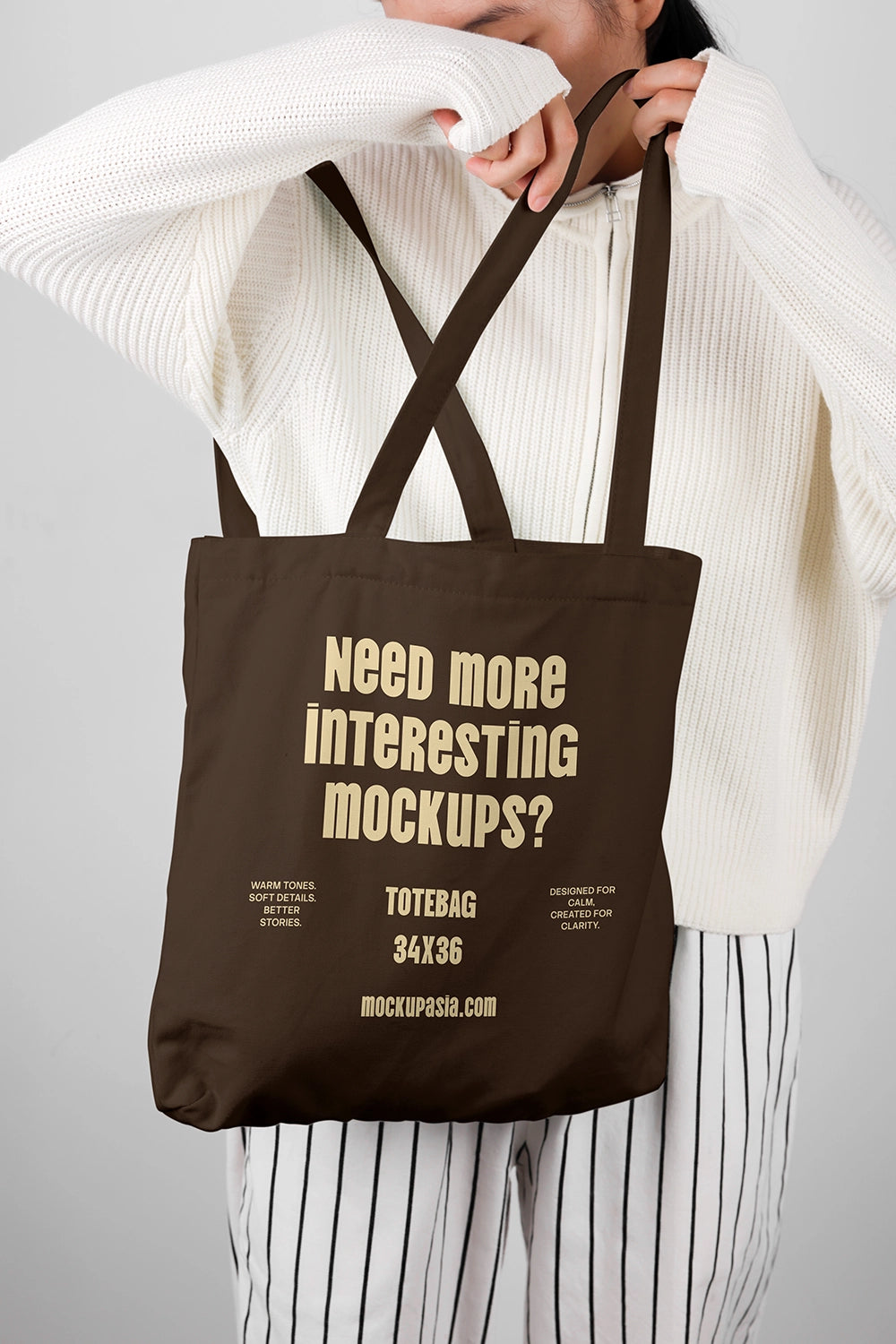 realistic canvas tote bag mockup with lifestyle pose and modern typography design