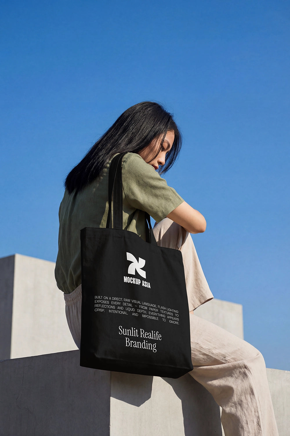 realistic t shirt mockup worn by person outdoor with natural light and shadow pose