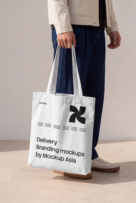 Standing tote bag mockup for canvas bag branding design