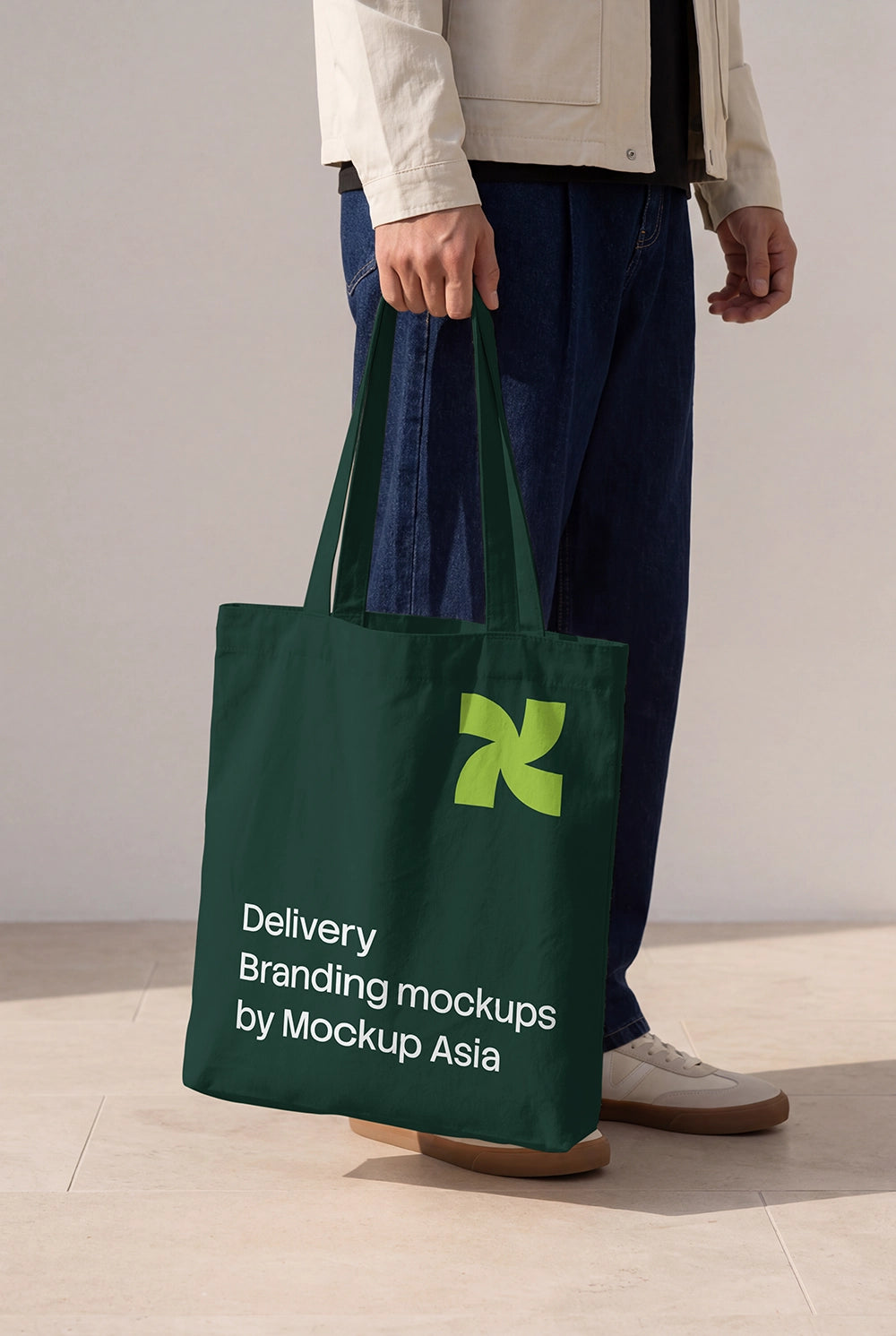 Handheld tote bag mockup PSD for retail packaging presentation