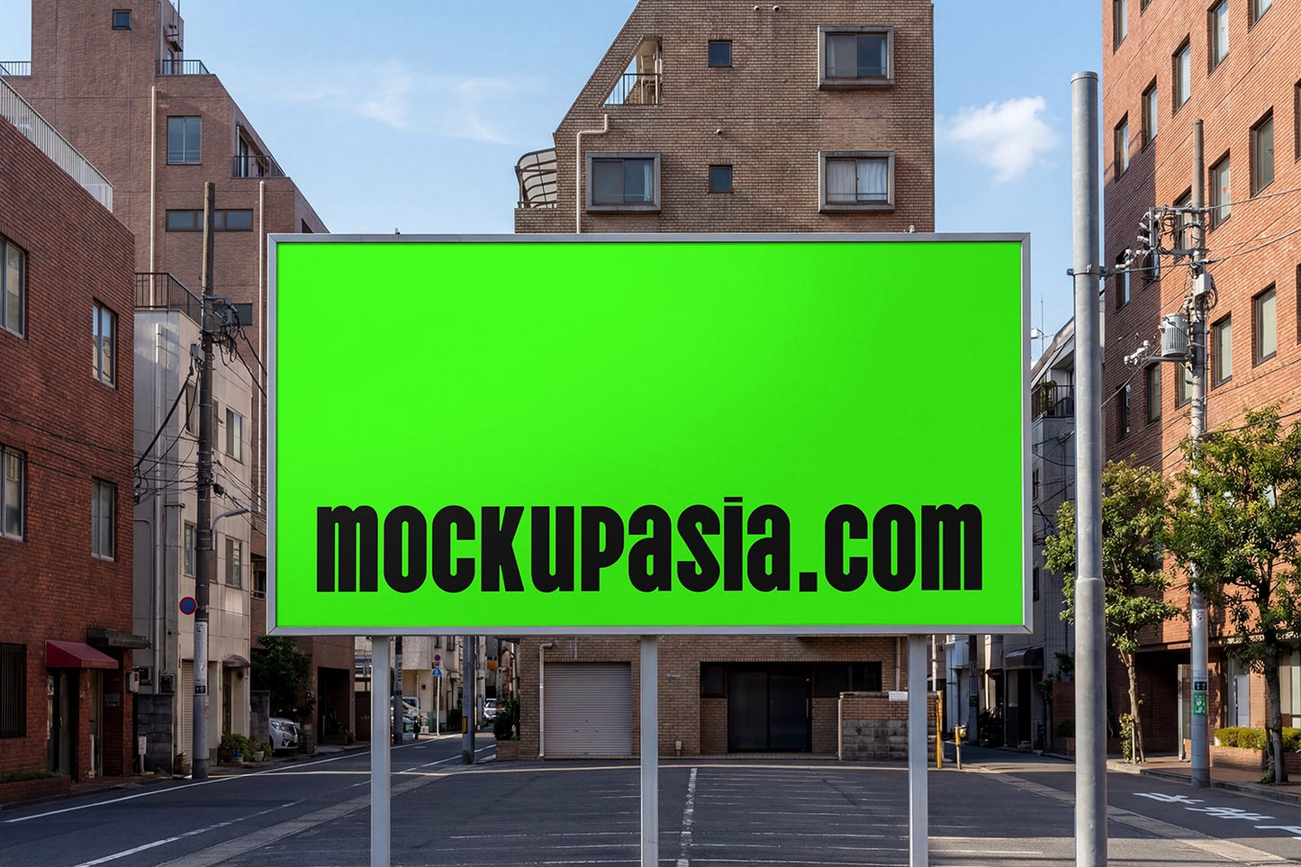 urban billboard mockup between buildings with natural lighting and realistic perspective