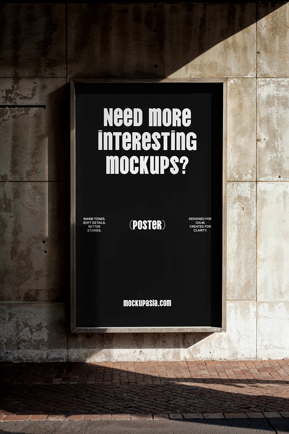 realistic street poster mockup with bold headline and urban textured wall background