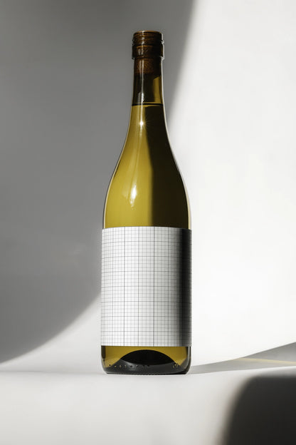 wine packaging mockup with elegant bottle and modern minimal presentation