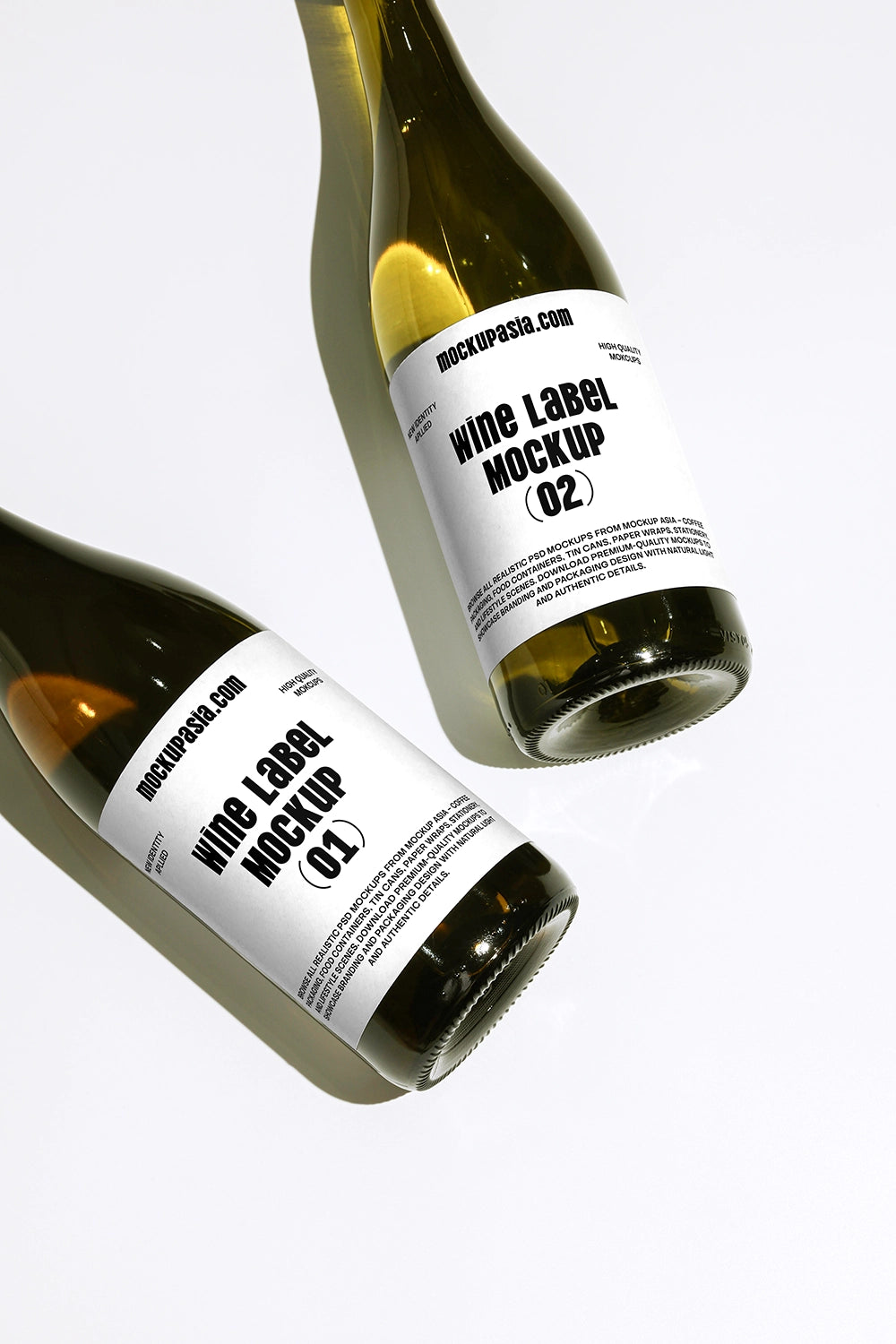 wine bottle mockup set with two bottles and clean minimal background