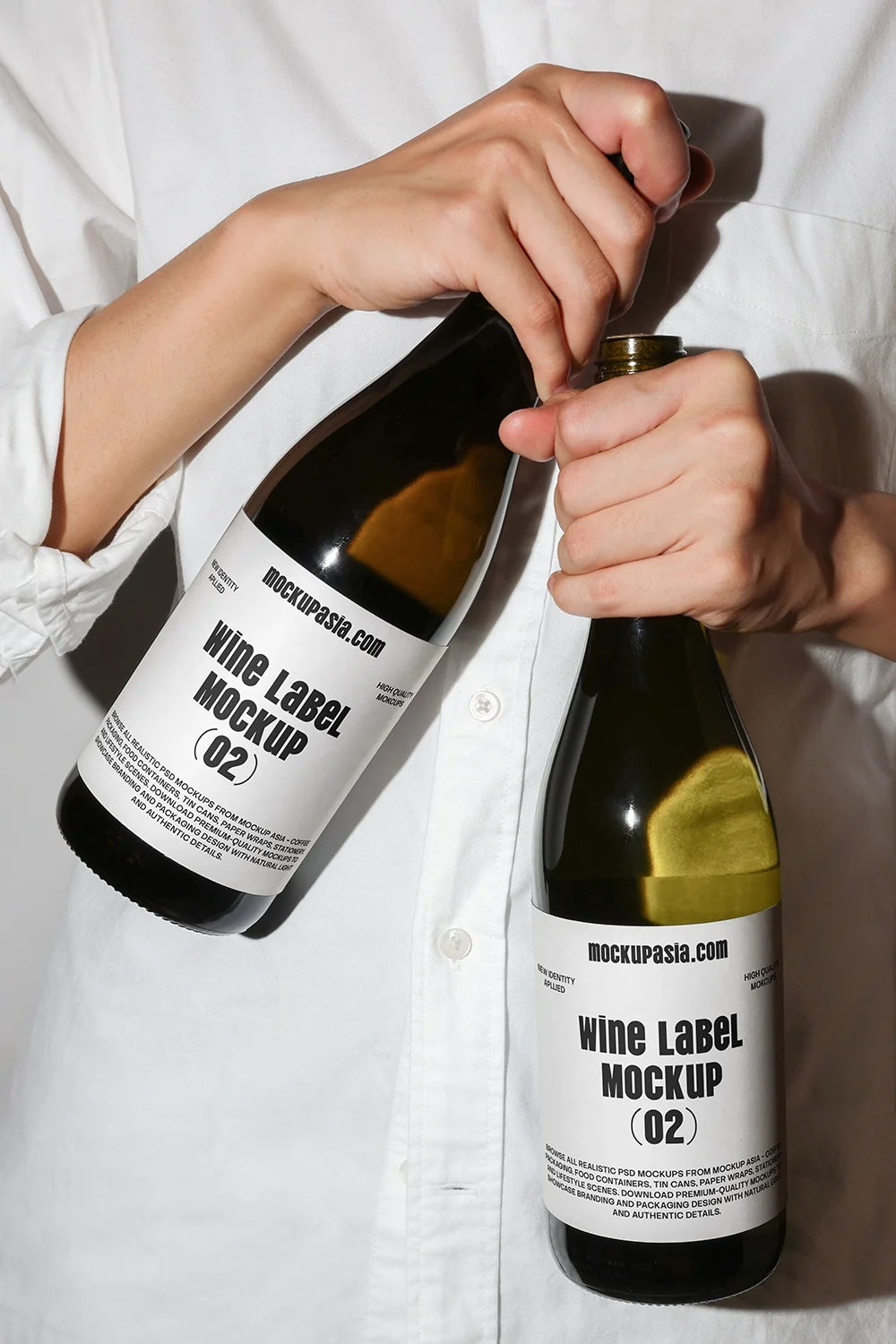 Wine Label Mockup – Uncorking, Two Bottles WL03 – Mockup.Asia