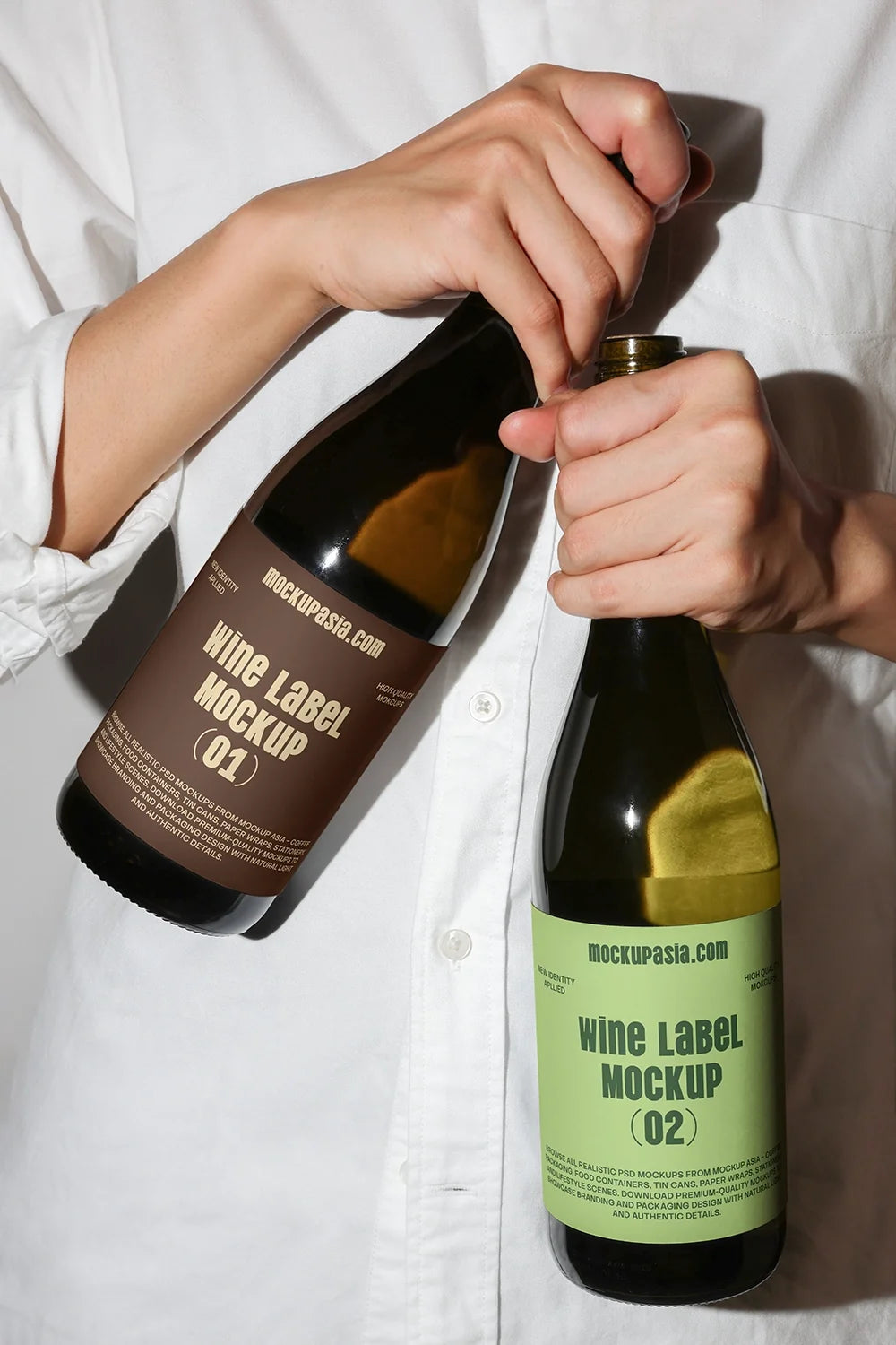 Wine Label Mockup – Uncorking, Two Bottles WL03 – Mockup.Asia
