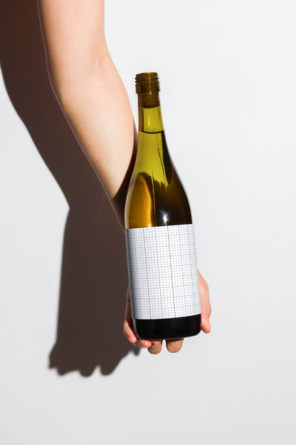 beverage bottle mockup with clean label design and shadow contrast effect