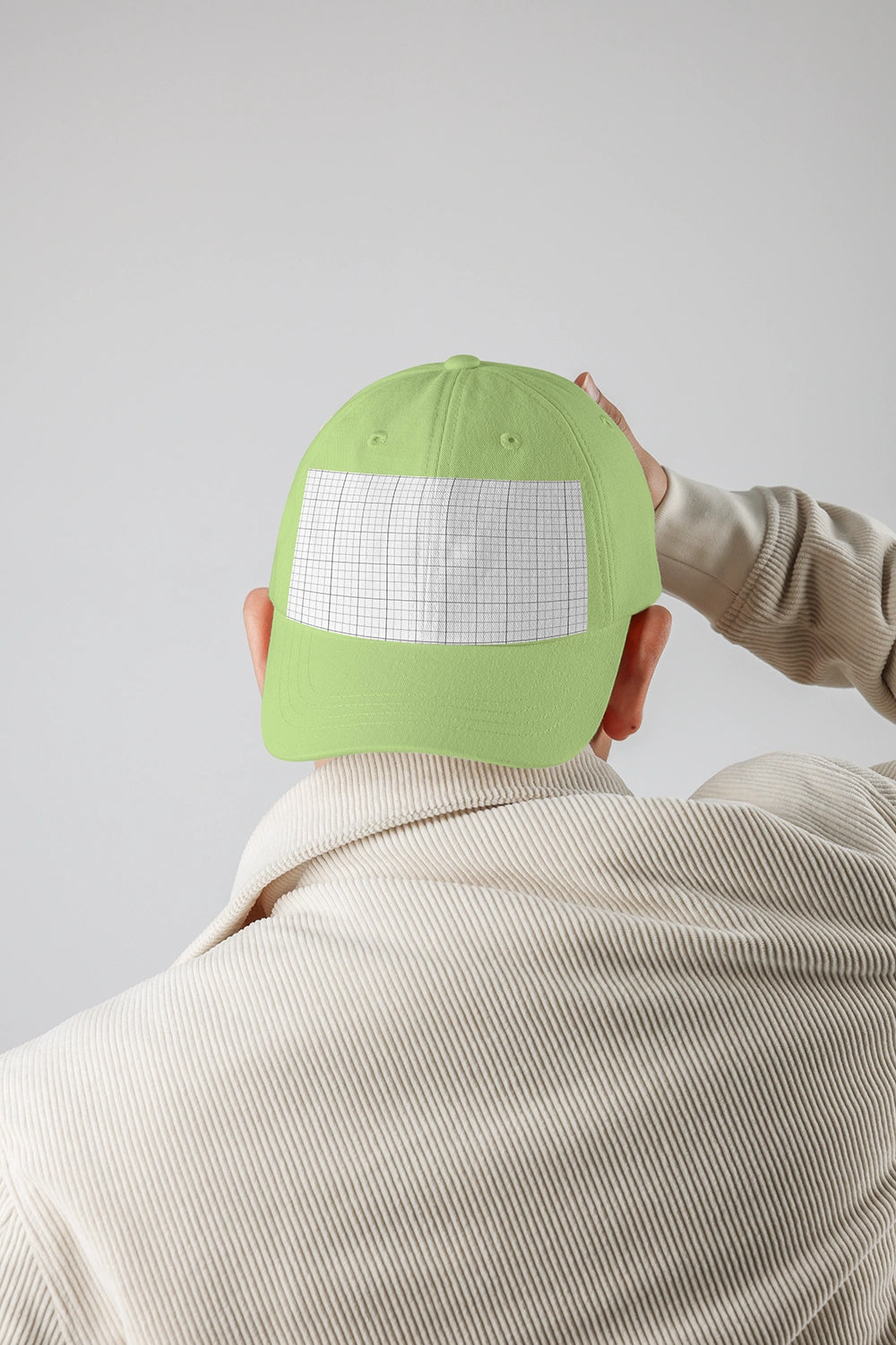 white hat mockup back side with adjustable strap and modern minimal design