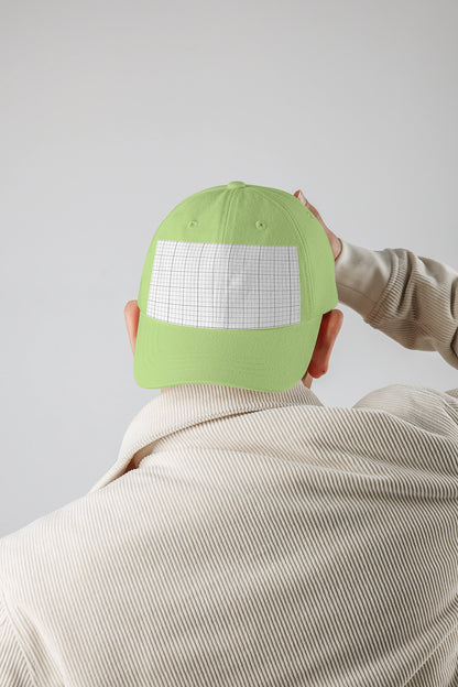 white hat mockup back side with adjustable strap and modern minimal design