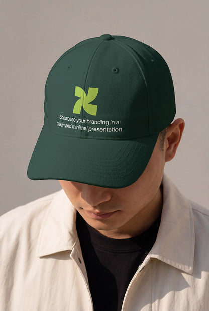 White baseball cap mockup PSD for apparel and fashion branding
