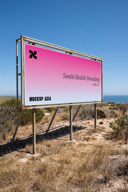 outdoor advertising mockup billboard with natural scenery and clear sky environment