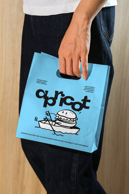 Front view coffee paper bag mockup showing clean illustration and modern branding