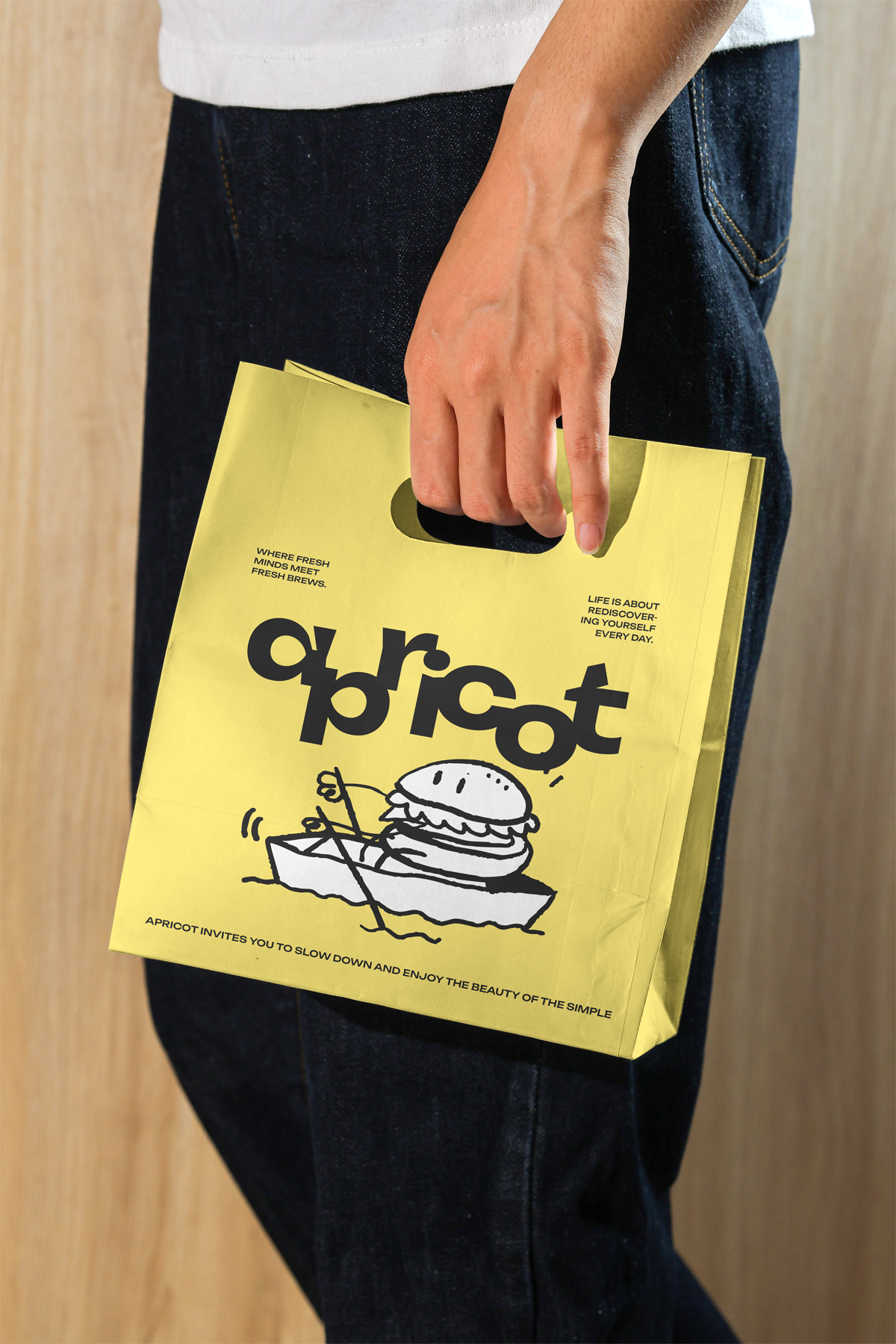 White coffee paper bag mockup for takeaway packaging and brand presentation