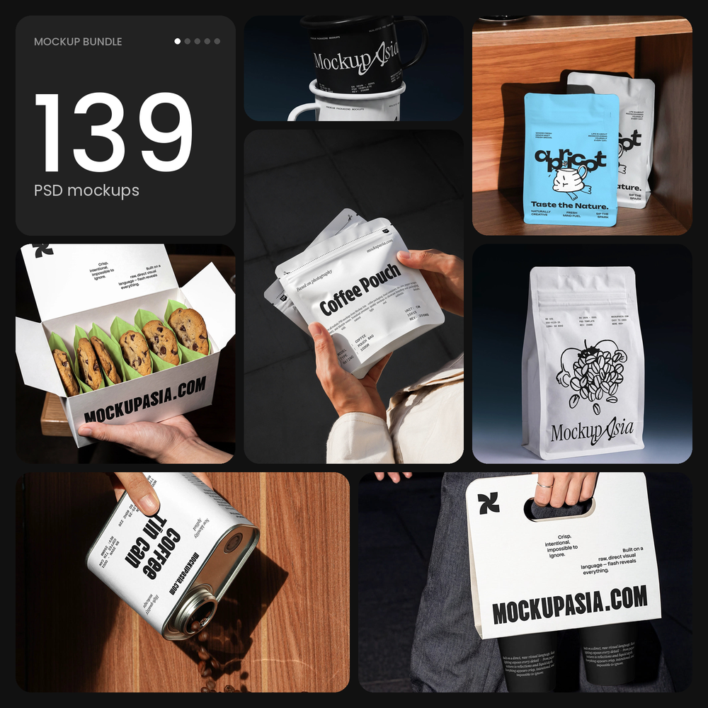 Coffee Brand Mockup Bundle – 139 PSD mockups by Mockup.Asia