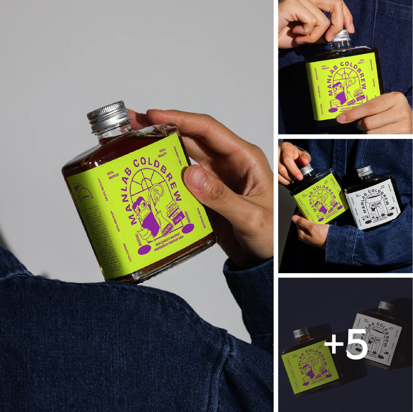 Cold brew bottle mockup bundle