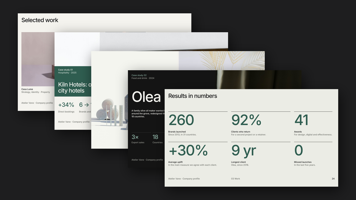 Work and case study pages