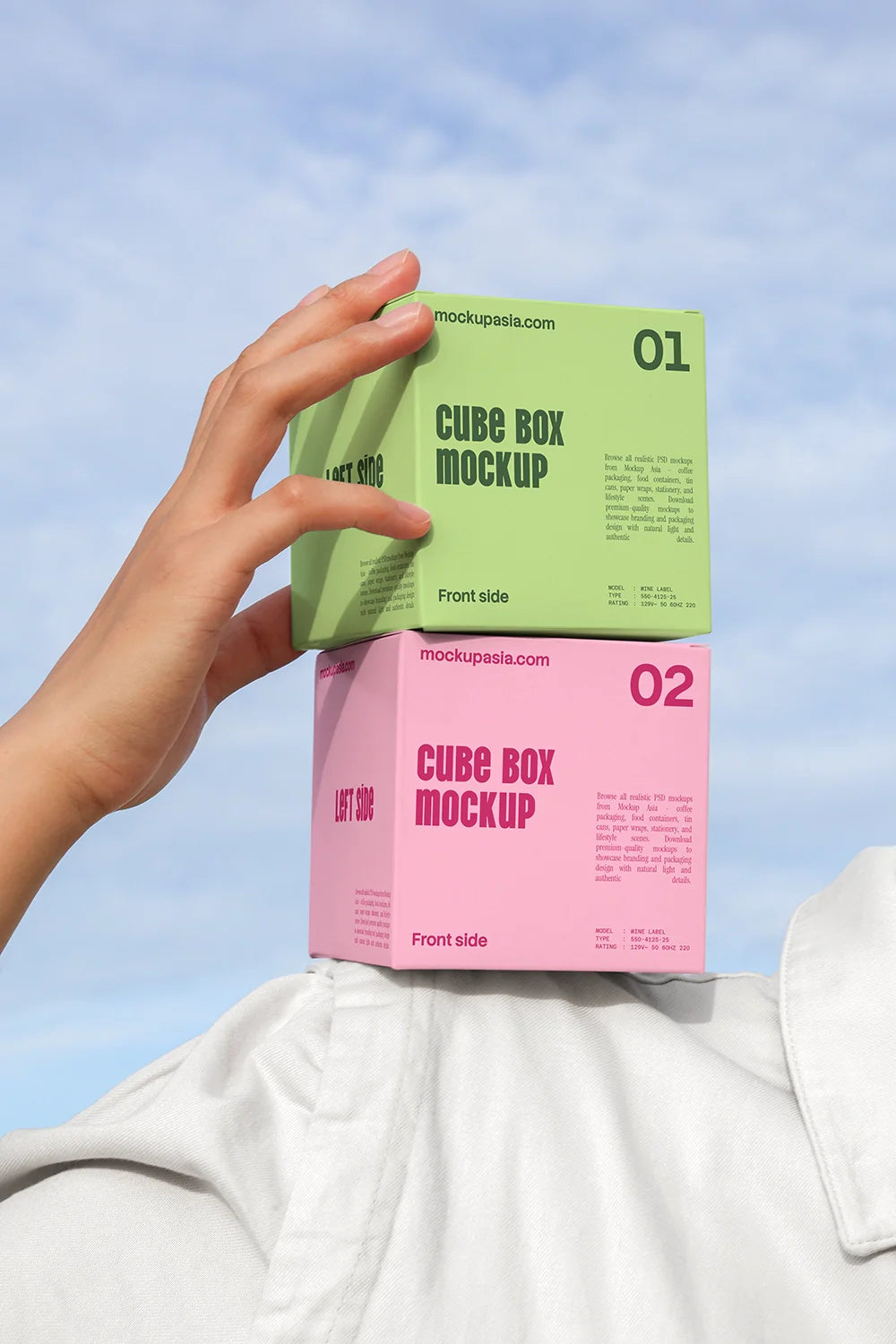 Cube box mockup bundle by Mockup.Asia showing multiple 3D cube box designs on a white background.