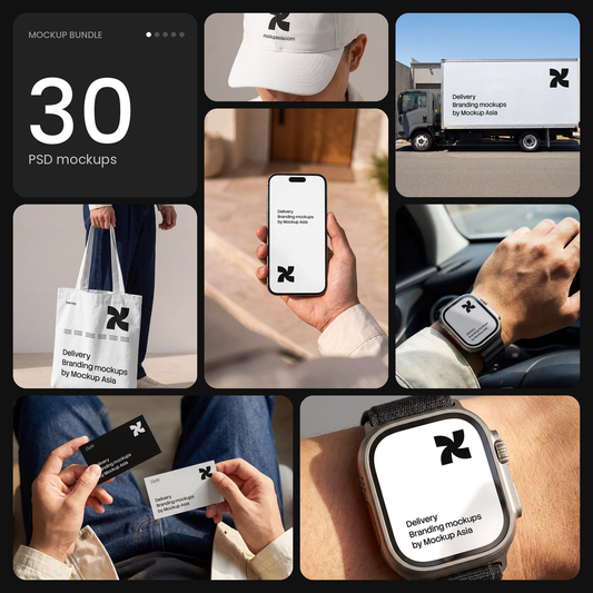 Delivery Branding Mockup Collection – 30 PSD mockups by Mockup.Asia