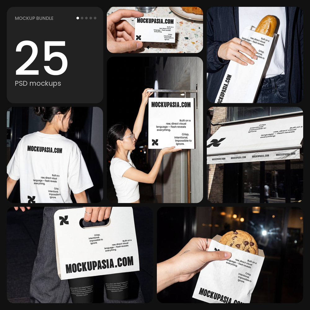 Flashraw bakery & coffee collection – 25 PSD mockups by Mockup.Asia