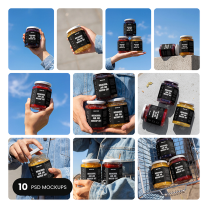 Hexagon Jam Jar Mockup Bundle – 10 PSD mockups by Mockup Asia