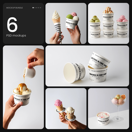 Ice-cream mockup bundle – 6 PSD mockups by Mockup.Asia