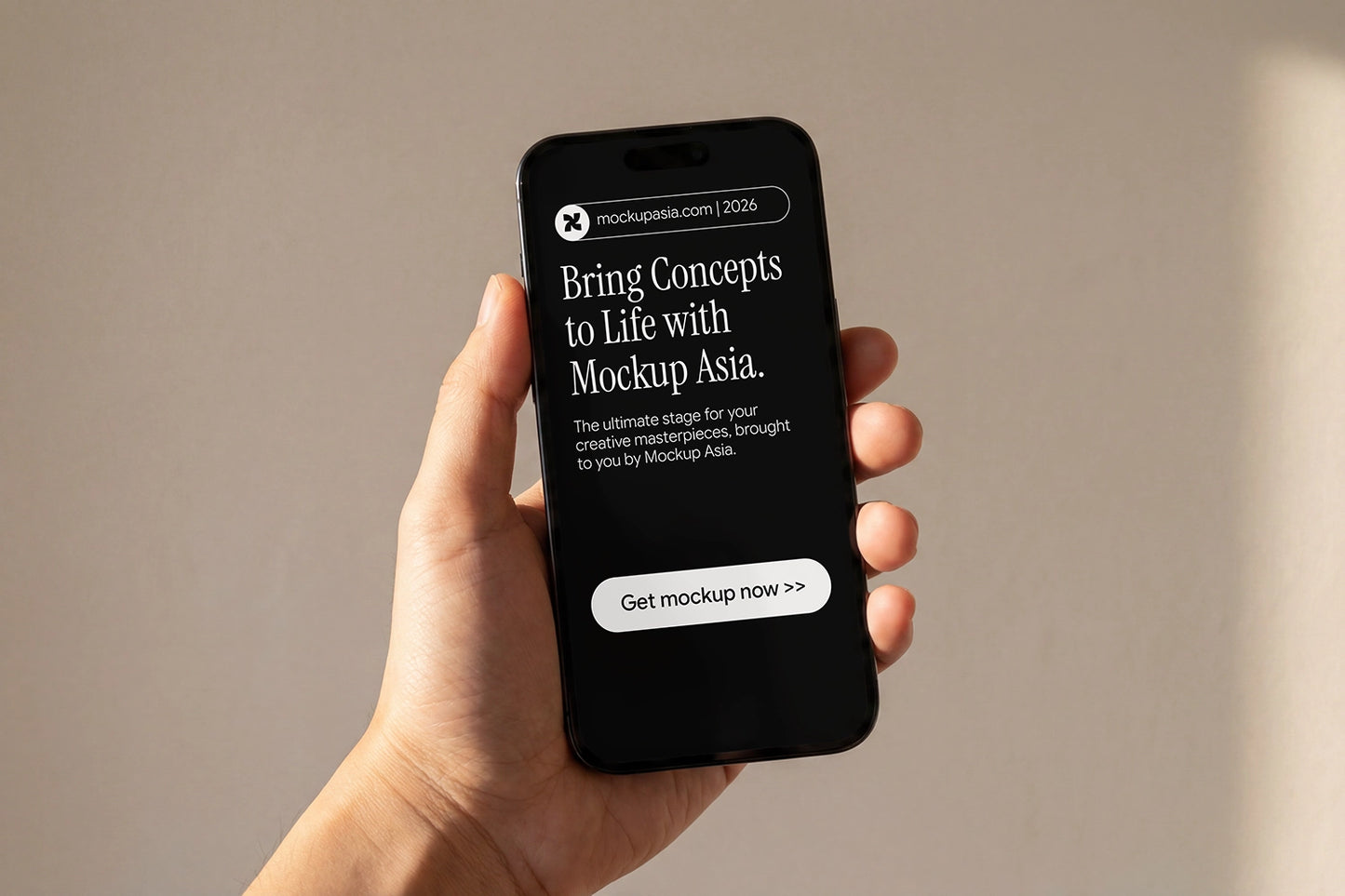 Realistic smartphone mockup for mobile UI and website presentation