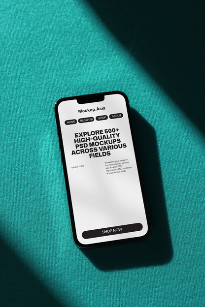 Mobile app interface mockup on iPhone screen with angled perspective
