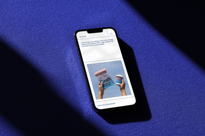 Mobile navigation UI mockup on iPhone screen in flat lay scene
