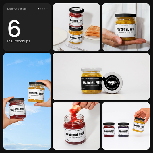 Jam Jar mockup bundle – 6 PSD mockups by Mockup.Asia