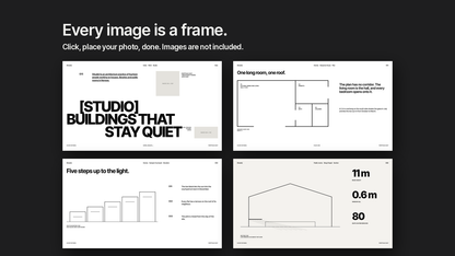 Swiss Style Architecture Portfolio template – empty image frames in the editable files