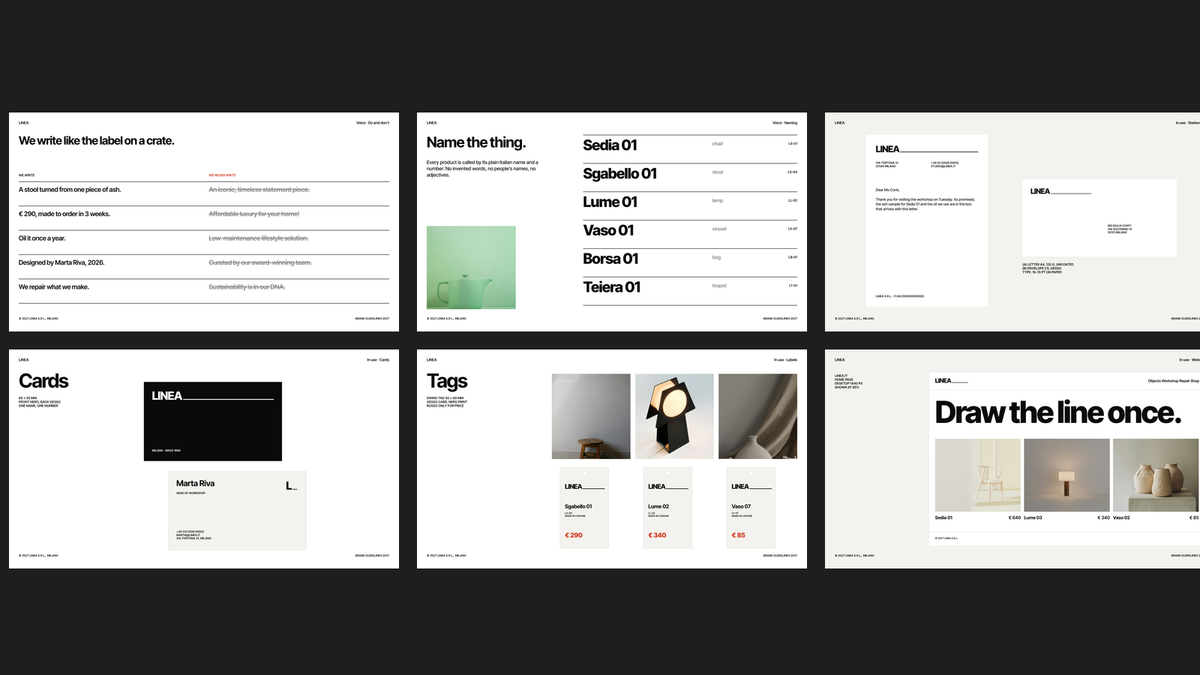 Swiss Style Brand Guidelines template – voice and use