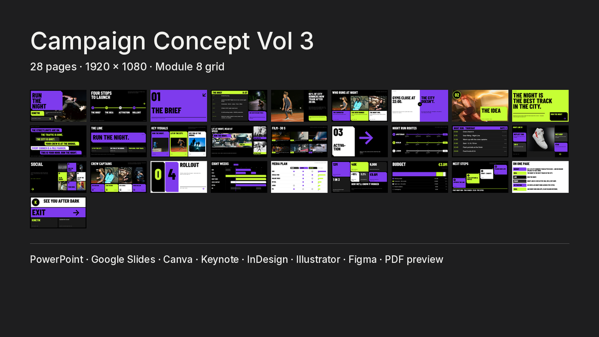 Bold Campaign Concept template – what's inside: all 28 pages and file formats