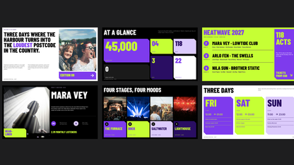 Bold Event & Festival template – lineup and stages
