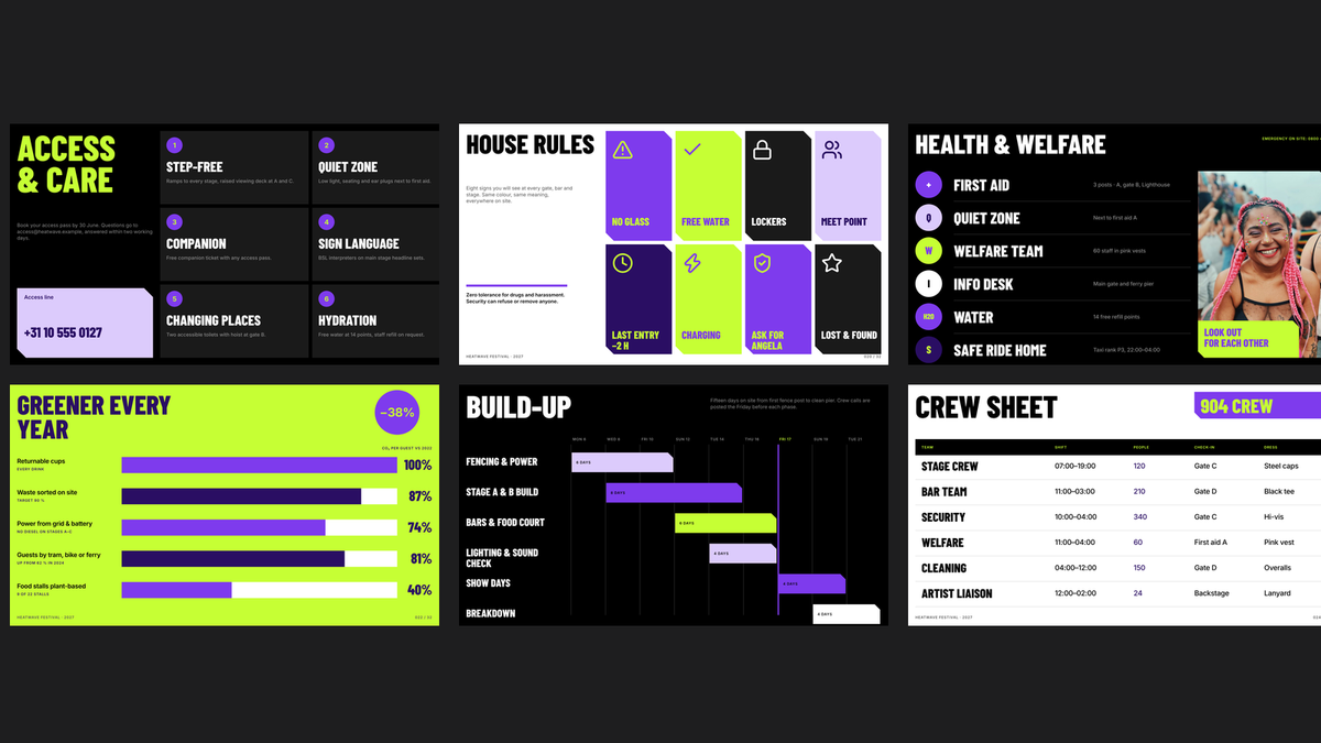 Bold Event & Festival template – safety and sustainability