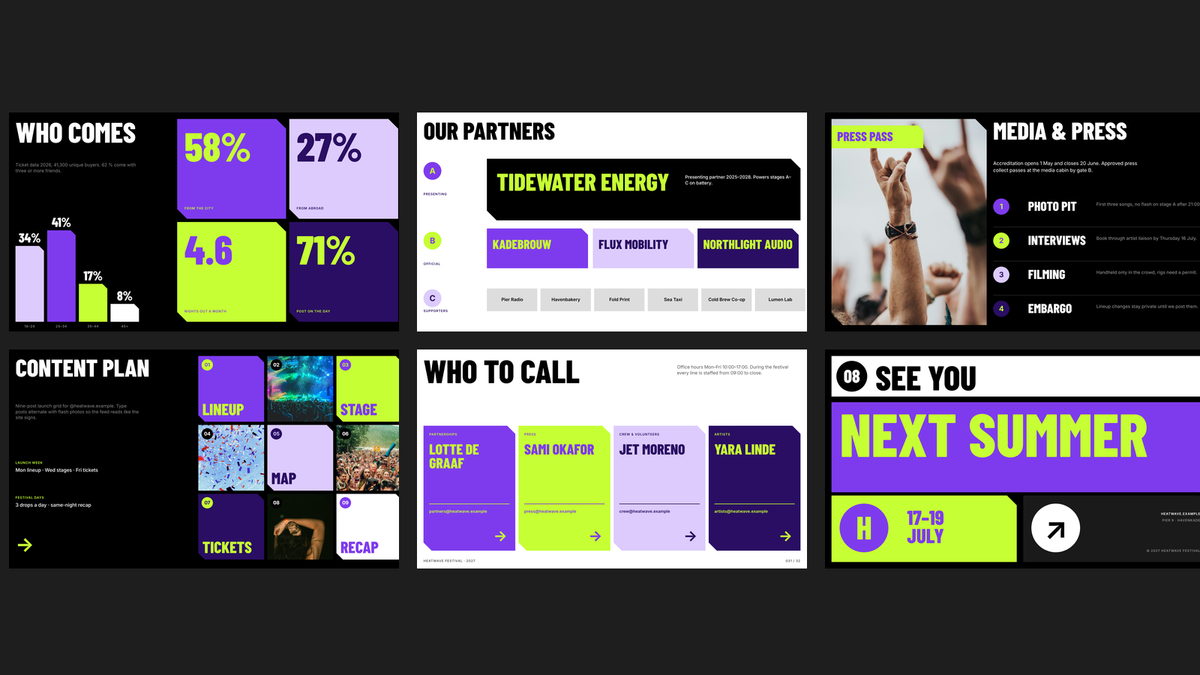Bold Event & Festival template – partners and media