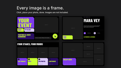 Bold Event & Festival template – empty image frames in the editable files