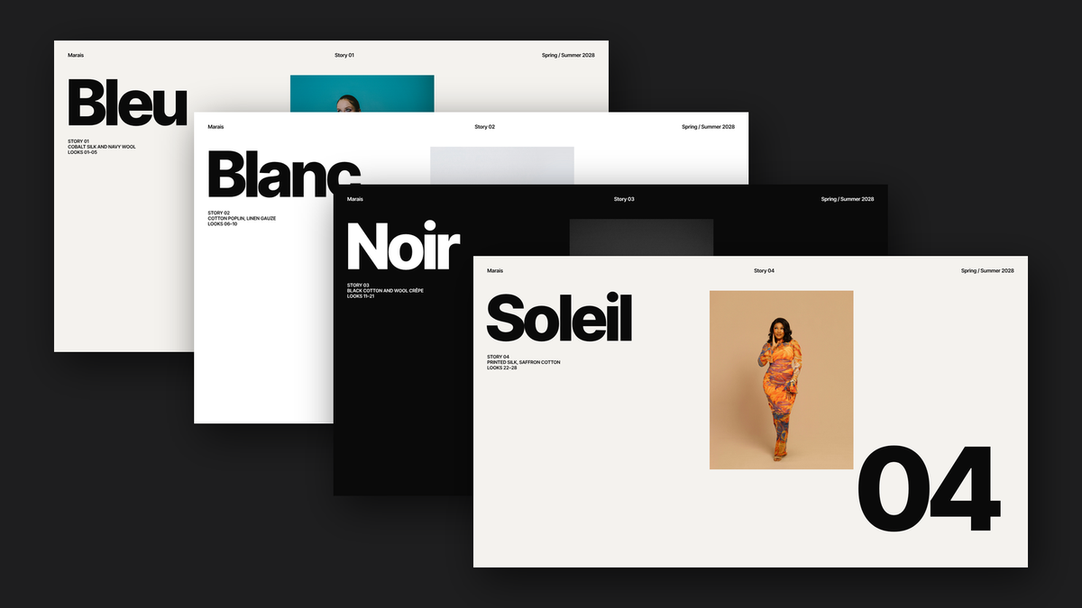Swiss Style Lookbook template – chapters