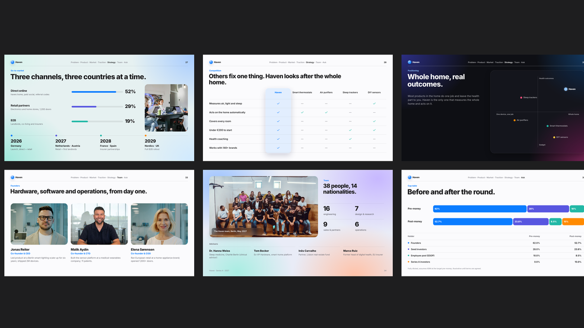 Glassmorphism Pitch Deck template – strategy and ask