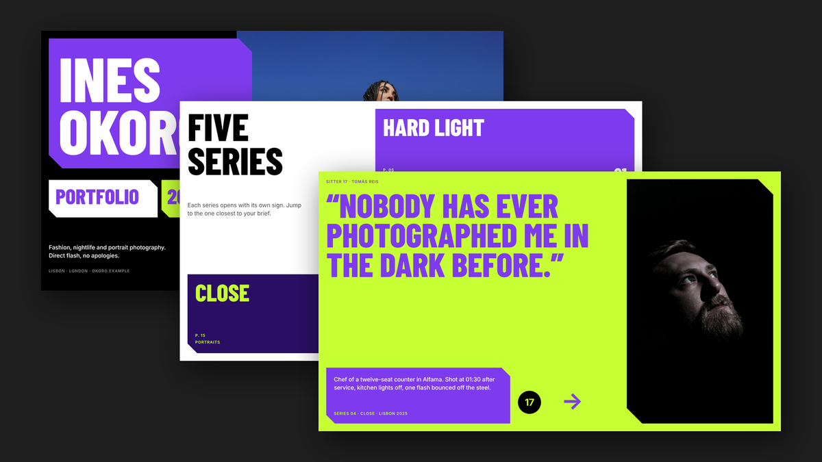 Bold Photography Portfolio template for PowerPoint, Canva and Google Slides – cover