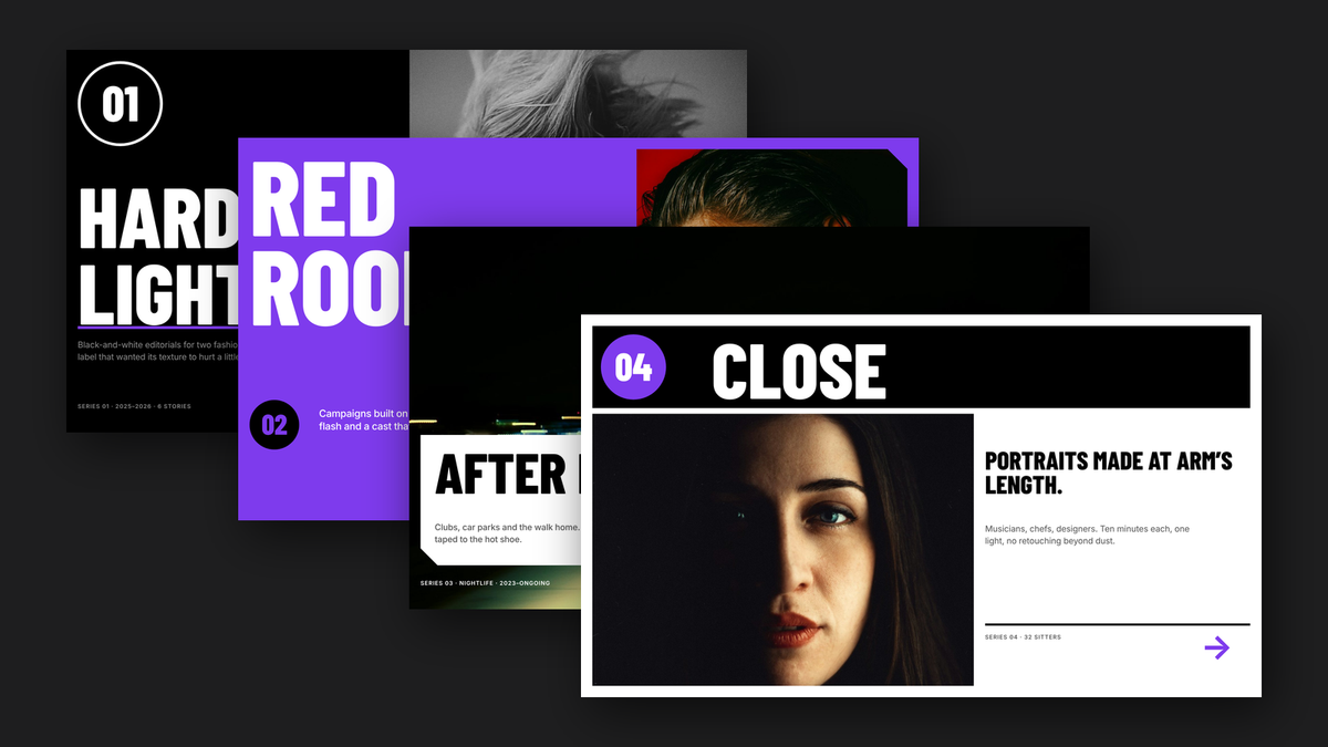 Bold Photography Portfolio template – chapters