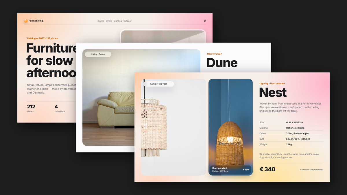 Glassmorphism Product Catalogue template for PowerPoint, Canva and Google Slides – cover